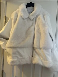 NINE WEST DAISY DEW FAUX FUR/LEATHER WHITE MOTO JACKET WOMEN’S SZ 2XL PLUS NEW - Picture 1 of 20