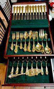 77 Stk. SET CHABLIS vergoldetes Besteck Handtuch Supreme Besteck + TRUHE SELTENES SET!! - Bild 1 von 24