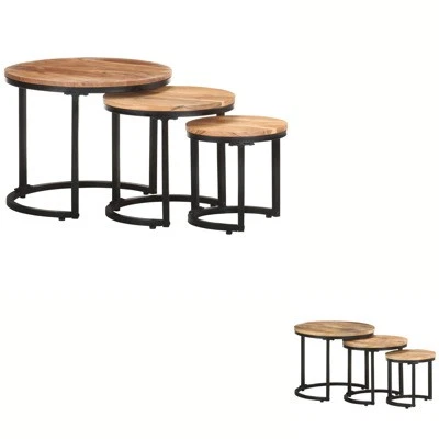 3x Side End Couch Nesting Coffee Tea Table Furniture Multi Materials vidaXL - image 1 of 3