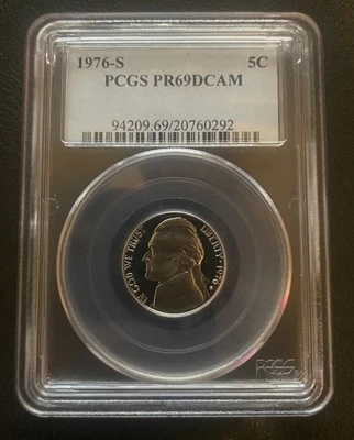 1976 S 5C Jefferson Nickel Proof PCGS PR69DCAM - Proof Deep Cameo Coin Bullion - Image 1 of 4