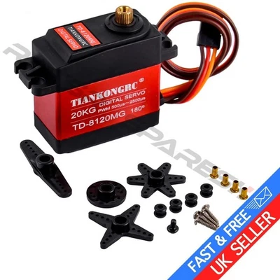 Metal Gear 20KG Digital Servo 270° High Torque Speed TD-8120MG 1/10 1/8 RC Car - Image 1 of 4