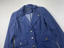 J Peterman Womens Denim Jacket Blue Pockets Button long sleeve Size 8