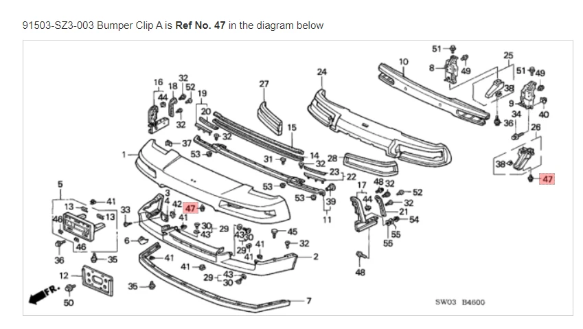 HONDA ACURA GENUINE OEM NSX Bumper Clip A Front Bumper ☆ 91503-SZ3-003 ☆ - Изображение 1 из 4