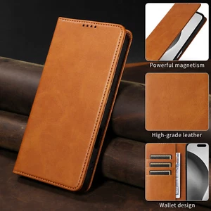 Premium Leather Card Holder RFID Wallet Case for For iPhone 16 Pro Max/15/14/13 - Picture 1 of 17