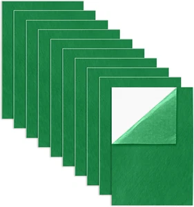 10 Pack Self Adhesive Felt Sheets - Green Felt Fabric with Adhesive Backing - - Picture 1 of 12