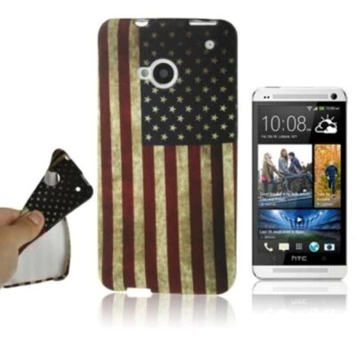 Schutzhülle Retro Fahne USA Case für Handy HTC One M7 USA - Bild 1 von 4