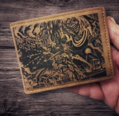 Iron Maiden Laser Engraved Leather Wallet 2 Covers