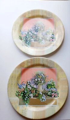 Platos botánicos de plástico botánico helecho floral vintage años 70 de 9" Foto 1 de 4