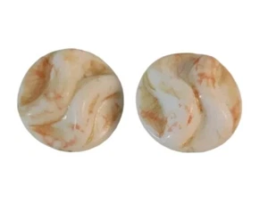 Pendientes de clip remolinados vintage de vidrio de leche blanco con naranja rojo Alemania  - Imagen 1 de 5