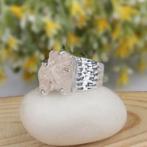 Raw Stone Herkimer Diamond Ring 925 Sterling Silver Statement Ring Jewelry - Picture 1 of 5
