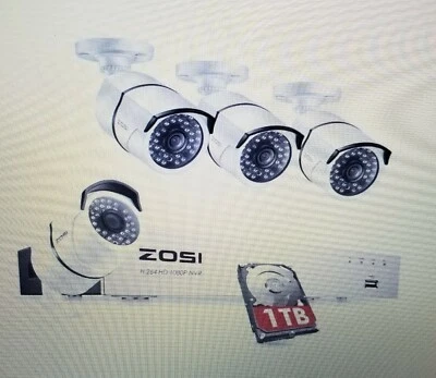 ZOSI 1080p 8-Channel 1TB DVR 4 Wired Security Camera System 8RN-261W4-10-US * - Image 1 of 3