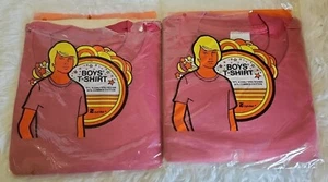 Vintage 70's NOS Zayre Youth XL 18-20 Boys Burgundy Lot Of 2 Tee Shirts - Picture 1 of 4