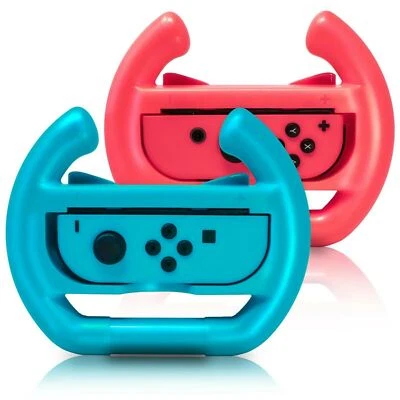 Mario Kart Wheel 2 Red + Blue Racing Steering Wheels for Nintendo Switch Joy-Con - Image 1 of 4