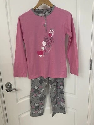 Pajamas Girl Youth Medium 100% Cotton Pink Gray New Without Tag - Image 1 of 3