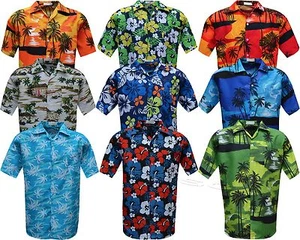 Mens Hawaiian Shirt Stag do Fancy Dress Beech Floral Holiday Short Sleeve Casual - Picture 1 of 10