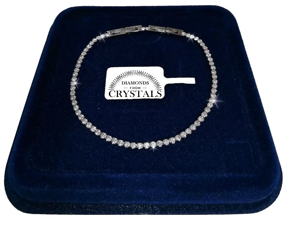 Finissimo Bracciale Tennis Acciaio Inox uomo donna braccialetto 2mm Cristalli SW - Immagine 1 di 1