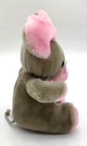 "America Wego 1982 ratón gris felpa rosa juguete de peluche vintage Corea 8""" - Imagen 1 de 6