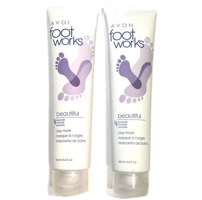NOS Set of 2 Avon Foot Works Beautiful LAVENDER Clay Mask for Legs and Feet  - Image 1 of 4