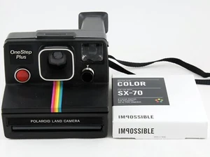 Vintage Polaroid SX-70 OneStep Plus Black Rainbow Stripe Kamera mit Film GETESTET - Bild 1 von 5