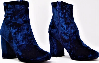 CARLOS BY CARLOS SANTANA Talla 6.5M REZA Azul Real Terciopelo Tacón Alto Botines Foto 1 de 4