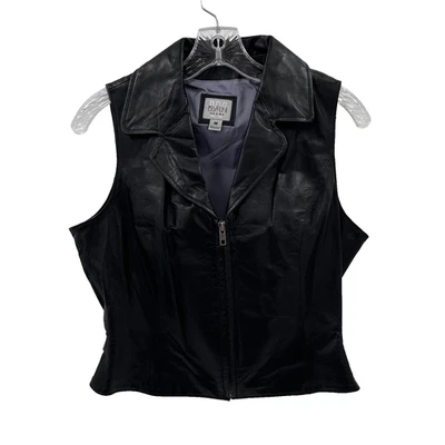 Chaleco ajustado Wilson's Leather Máxima para mujer talla M cuero negro con cuello cremallera completa Foto 1 de 4