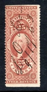 US 1862-1871 Sc #R43b 25c Bond Revenue  Used, Ng - Picture 1 of 2