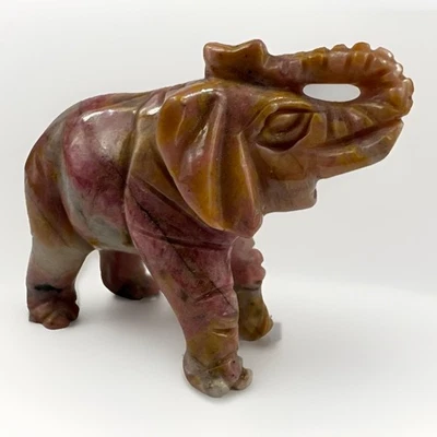 Small Hand Carved Onyx Marble Stone Elephant - Image 1 of 4