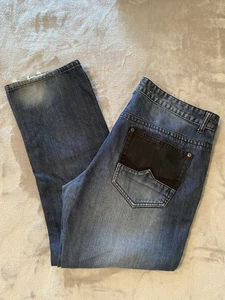 INC Jeans Mens 38x32 Blue Berlin Slim Straight Black Pocket Streetwear Hipster - Picture 1 of 12