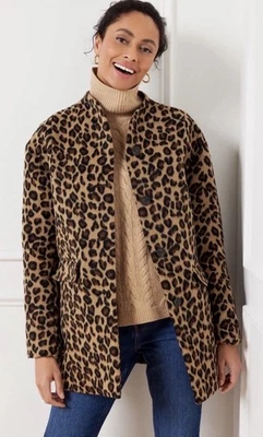 Talbots Women’s Size 3X Brown Leopard Wool Blend Button Up Pea Coat - Image 1 of 4