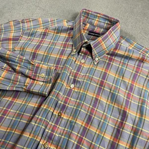 Vintage Gitman Bros Shirt Mens M Blue Yellow Purple Plaid Button Down Made USA - Picture 1 of 9