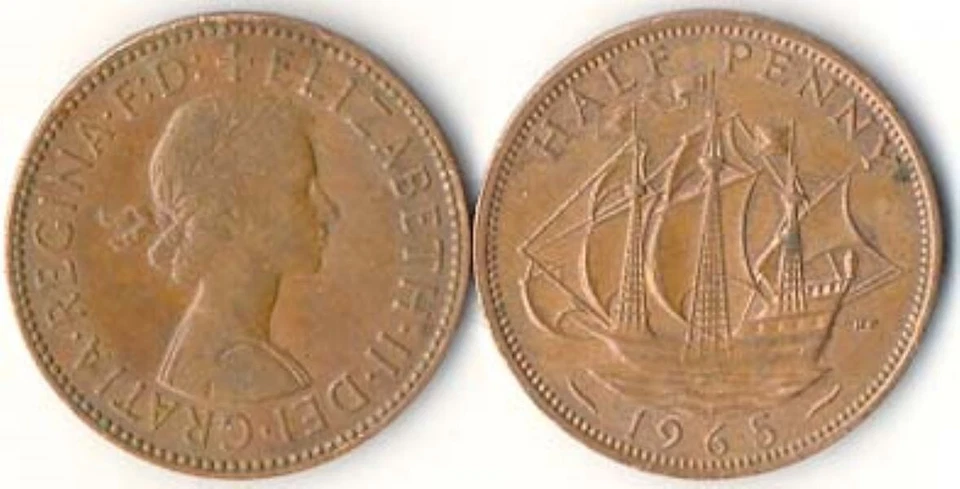 78 moedas muito bom estado Grã-Bretanha meio centavo rainha Elizabeth II MUITO BOM 1954-1970 KM896 - Imagem 1 de 1