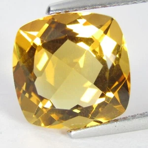 5.46Cts Fantastic Natural Nice Golden Yellow Citrine 11mm Cushion Cut  Gemstone - Picture 1 of 5