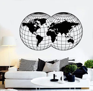 Vinyl Wall Decal Globe Map Of World Room Decoration Stickers (1471ig) - Picture 1 of 3