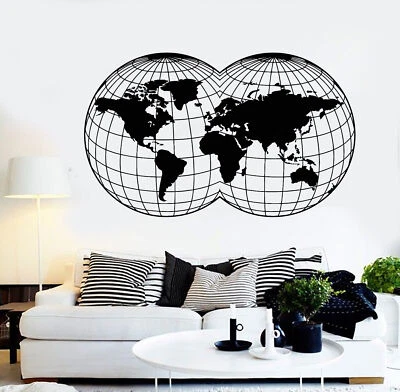Vinyl Wall Decal Globe Map Of World Room Decoration Stickers (1471ig) - Image 1 of 3