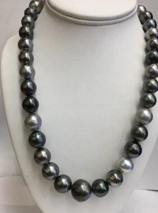 18x12mm TahitianSouth Pearls. Great Colors. Very Good Luster. Gold Clasp 22” - Picture 1 of 12