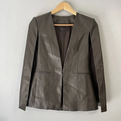BCBGMaxAzria Faux Leather  Cape with Structured Shoulders Women’s XXS Gray - Image 1 of 4