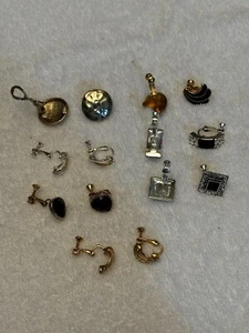 Vintage Lot 7 pair Earrings   Rhinestone,  Clip-on & Screw Back#13 - Picture 1 of 2