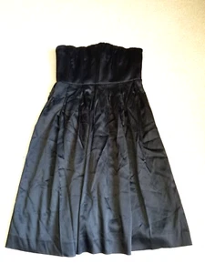 NWT Womens Dress-CALVIN KLEIN-black satin stretch lined w/boning strapless-10 - Picture 1 of 5