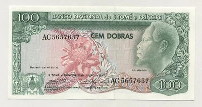 St. Thomas & Prince 100 Dobras 12-7-1977 Pick 53 UNC Uncirculated Banknote - Image 1 of 2