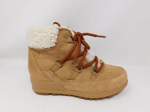 Sorel Damenstiefel Größe 6,5 Evie Cozy Lace Bootie wasserdicht hellbraun poliertes Wildleder - Bild 1 von 6