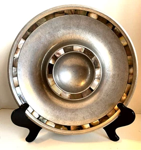 INLAID MOTHER OF PEARL CHIP AND DIP BOWL CAST ALUMINUM - Picture 1 of 12
