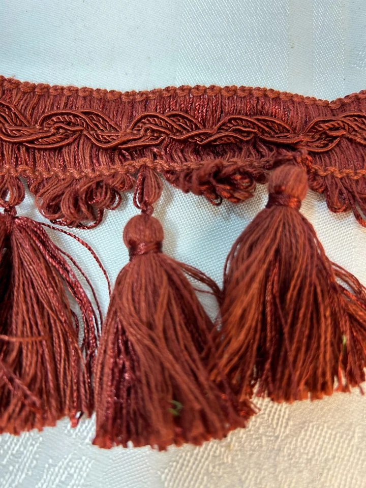 Borla borla borgoña atada a mano flecos 3,5" adorno marca Conso, por yarda Foto 1 de 4