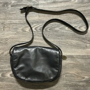 Vintage Stone Mountain Black Leather Saddle Bag Flap Crossbody Purse Made in USA - Bild 1 von 13