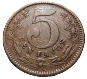 1886 Columbian Colombia 5 Cents Coin Five Centavos 20mm KM# 183.1 20mm - Picture 1 of 4