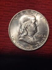 UNC 1949-D/D/D Franklin Silver Half Dollar with Obverse Die Clash TOO! Value!