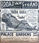 1916 Detroit Newspaper Pages - Rare Theda Bara "Sapho" Movie Ad & Review