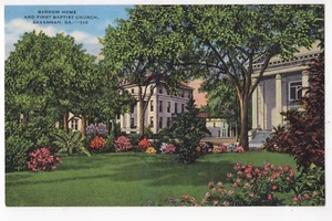Vintage Postcard Savannah GA Georgia Barrow Home and First Baptist Church - Picture 1 of 1