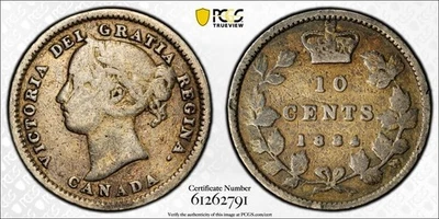 1884 Canada 10 Cents PCGS F15 Lot#G1199 Silver! - Image 1 of 4
