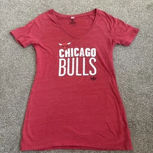 Chicago Bulls Adidas Strass NBA Damen Stretched Type V-Neck T-Shirt LG - Bild 1 von 8