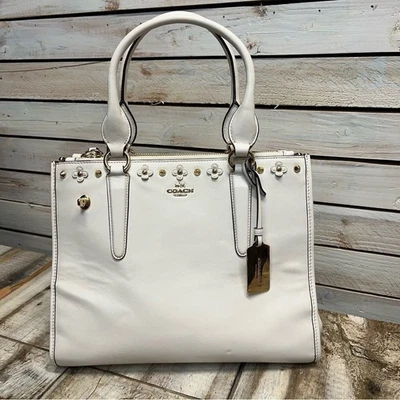 Coach 37400 Crosby Carryall Satchel LI/Chalk Floral Rivet Leather Tote Bag - Image 1 of 4